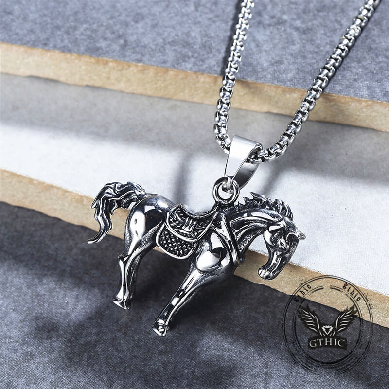 Vintage Prairie Horse Stainless Steel Pendant