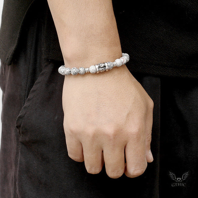 Vintage Skull Pattern Natural Stone Bracelet Main Image
