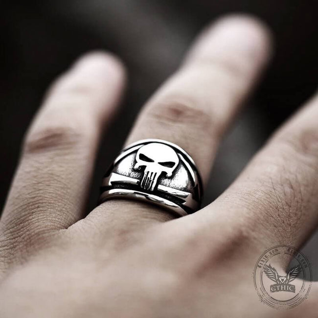 Punisher Skull Stainless Steel Biker Ring Main Image