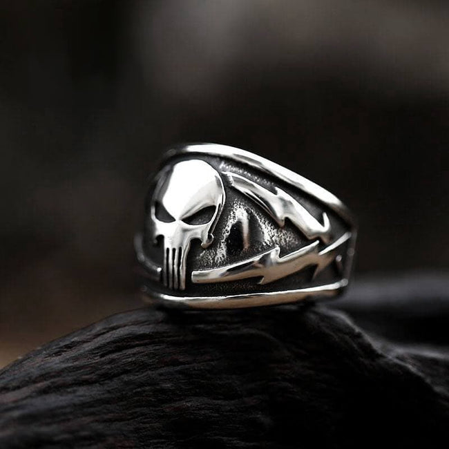 Punisher Skull Stainless Steel Biker Ring Hover Image