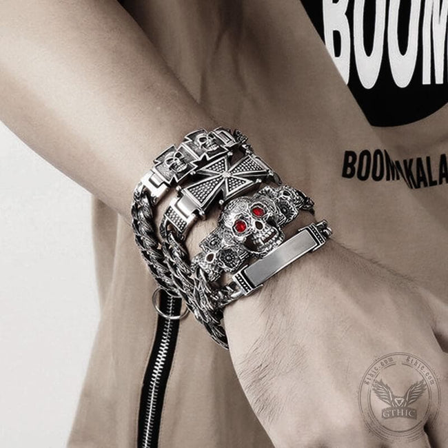 Vintage Skull Stainless Steel Bracelet Main Image