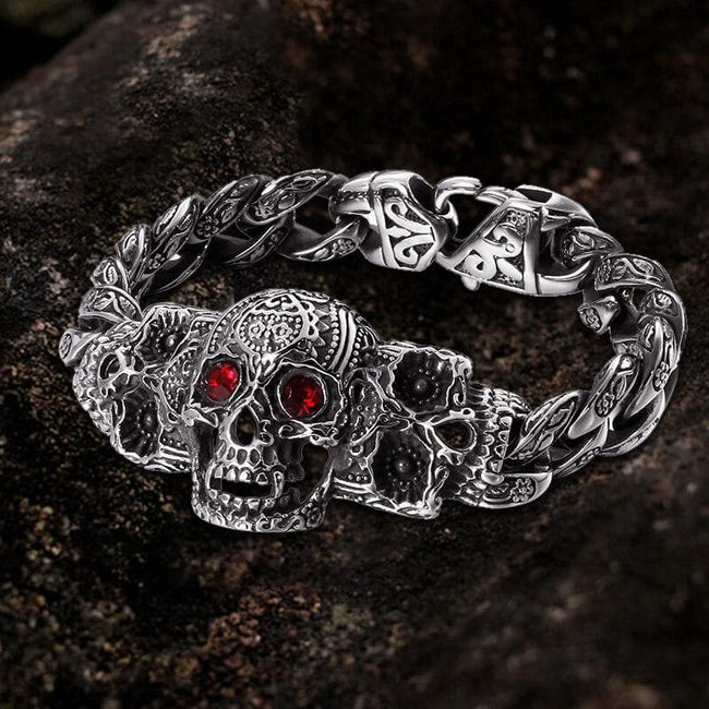 Vintage Skull Stainless Steel Bracelet Hover Image