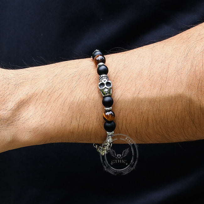 Vintage Skull Tiger Eye Stainless Steel Bracelet Main Image