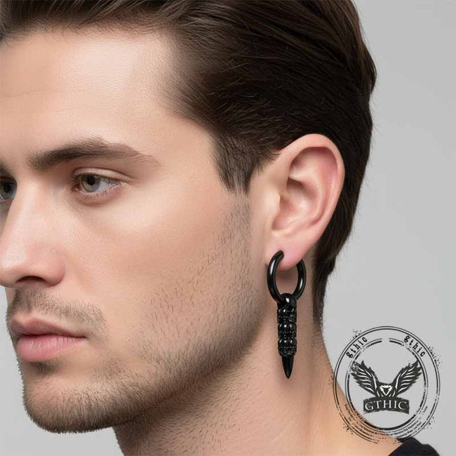 Vintage Stacked Skull Bullet Stainless Steel Earrings Main Image