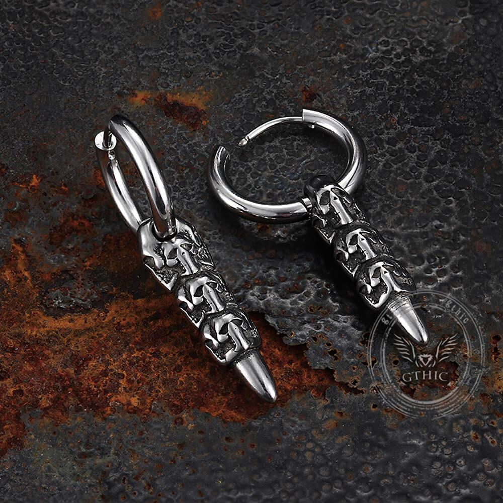 Vintage Stacked Skull Bullet Stainless Steel Earrings