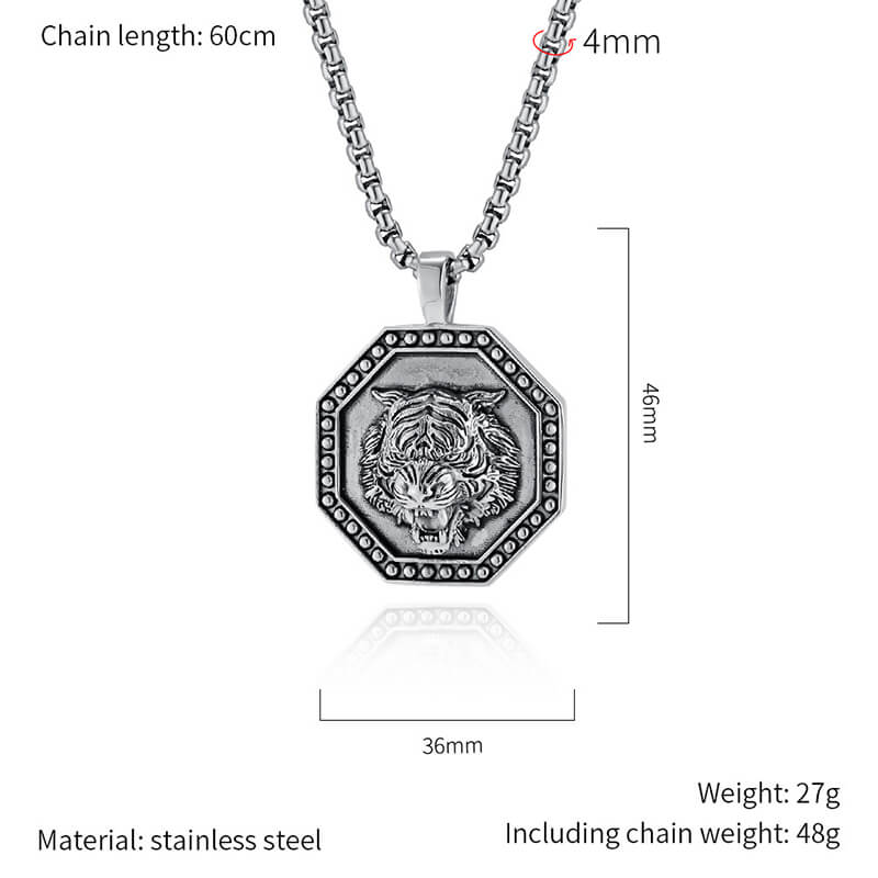 Vintage Tiger Head Stainless Steel Pendant