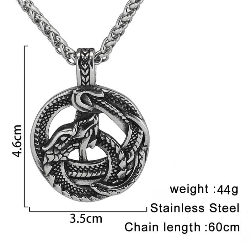 Vintage Viking Coiled Dragon Stainless Steel Pendant