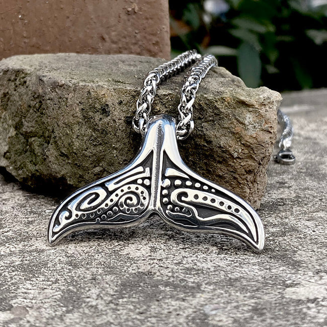 Vintage Whale Tail Stainless Steel Pendant Hover Image
