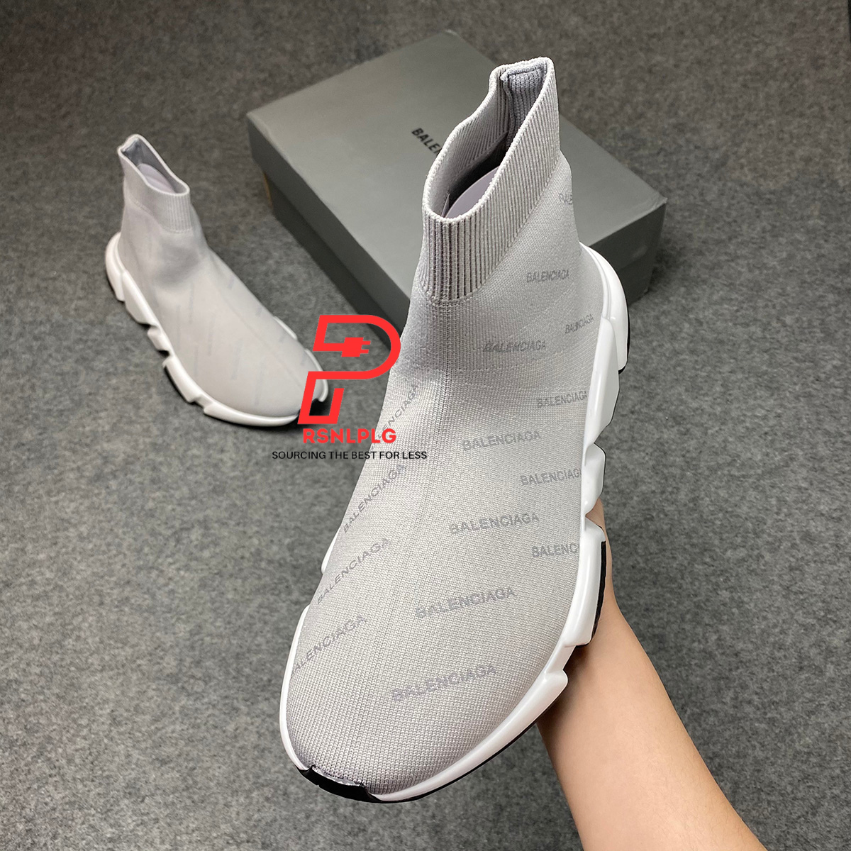 Balenciaga Speed Trainer Mid 'Allover Logo - 'Grey'