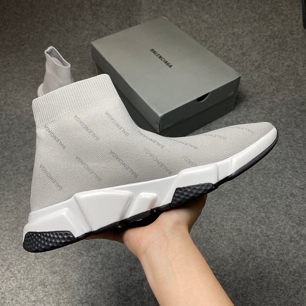 Balenciaga Speed Trainer Mid 'Allover Logo - 'Grey'