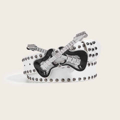 Y2K Fashion Double Guitar Buckle Rivet PU Leather Belt