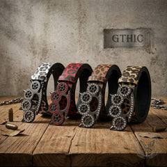 Y2K Leopard Gem Tiger Claw Buckle PU Leather Belt